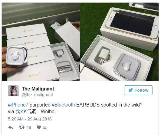 Hình ảnh được cho là vỏ hộp iPhone 7 và sự xuất hiện của tai nghe EarPods không dây.