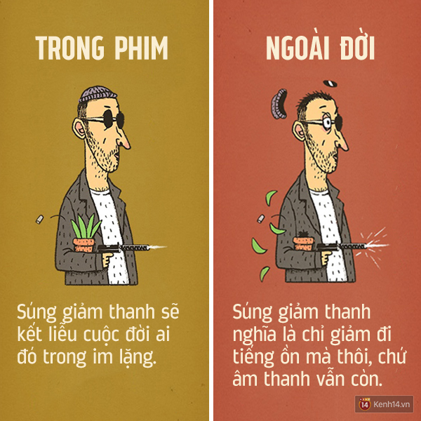 Nếu trong môi trường tiếng ồn lớn thì súng giảm thanh sẽ tuyệt như trong phim. Còn môi trường im lặng tĩnh mịch không một tiếng động nào thì bạn đừng có dại.