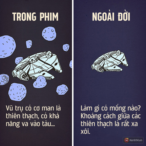 Đừng tin vì đạo diễn lừa bạn đấy! Cho hình ảnh các thiên thạch vây xung quanh con tàu chỉ để cho nó đẹp lung linh và kịch tính hơn thôi.