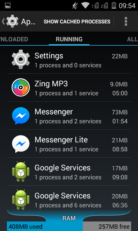  Nhờ vào việc cắt giảm tính năng, Messenger Lite sử dụng ít RAM hơn Facebook Messenger rất nhiều 