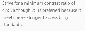 
Độ tương phản 5,5:1 mà Apple sử dụng để khuyên developer dùng tỷ lệ 7:1
