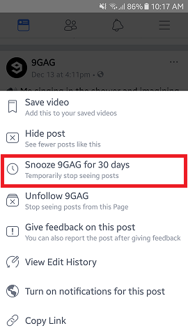  Snooze sẽ giúp bạn bỏ dễ dàng bỏ theo dõi các fanpage phiền phức trong vòng 30 ngày. 