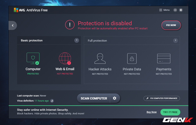  Bạn cũng sẽ được yêu cầu khởi động lại máy tính để khởi động một số chức năng bảo vệ của AVG Antivirus Free 2017. 