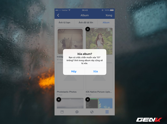  Khi đó, các album sẽ xuất hiện thêm biểu tượng hình chữ “X”. Bạn chỉ việc nhấn vào biểu tượng này ở album ảnh mình cần xóa và xác nhận việc xóa nữa là xong. 