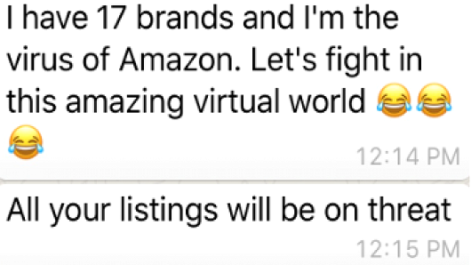  Tao có 17 nhãn hàng và tao là virus của Amazon. Hãy cũng đánh nhau trên cái thế giới ảo tuyệt vời này nào Tất cả sản phẩm của mày sẽ bị cảnh cáo 