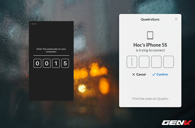  Khi tiến hành kết nối, màn hình iPhone sẽ cung cấp một dãy 4 số mật khẩu, bạn hãy nhập 4 số này vào cửa sổ kết nối trên máy tính và nhấn “Confirm” để xác nhận. 