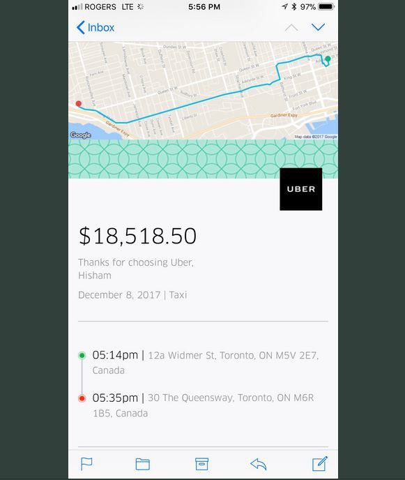 Dùng Uber đi quãng đường dài 20 phút, người đàn ông bị hãng xe tính phí gần 340 triệu đồng - Ảnh 1.