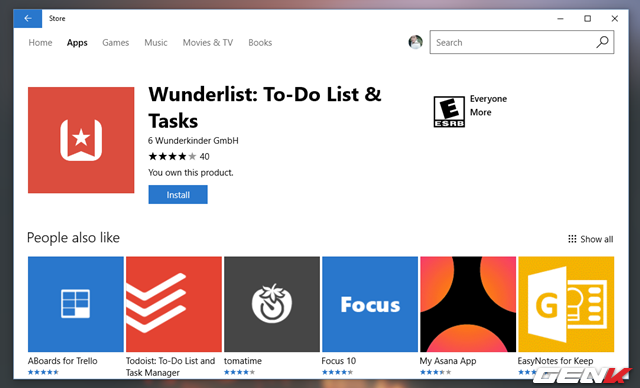  Nếu bạn hay sử dụng Wunderlist để quản lý các tác vụ và kế hoạch của mình thì chúc mừng bạn, ứng dụng này đã có phiên bản dành cho Windows 10. Sơ qua thì các tính năng của Wunderlist trên Windows 10 điều rất đầy đủ, bao gồm danh sách công việc, những kế hoạch cần làm và hình nền của bạn hoàn toàn giống với phiên bản nền web, desktop hay cho di động. 