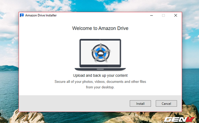 Cũng như các dịch vụ sao lưu và đồng bộ khác, người dùng cũng có thể tiến hành sao lưu và đồng bộ dữ liệu thông qua ứng dụng trên desktop máy tính. Phần cài đặt cũng rất đơn giản và nhanh chóng. Tuy nhiên, ở đây Amazon sẽ sử dụng chính phần mềm Amazon Drive để đồng bộ tất cả mọi thứ, chứ không chỉ riêng ảnh như Google Photos Uploader. 