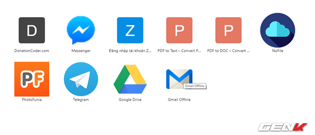  Khi đã hoàn tất việc cài đặt Gmail Offline, biểu tượng của ứng dụng sẽ xuất hiện ở trang Apps của Google Chrome. Bạn hãy nhấp vào nó. 