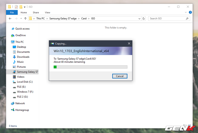  Tiếp theo, bạn hãy chép gói ISO cài đặt Windows vào thẻ nhớ SD của thiết bị. 