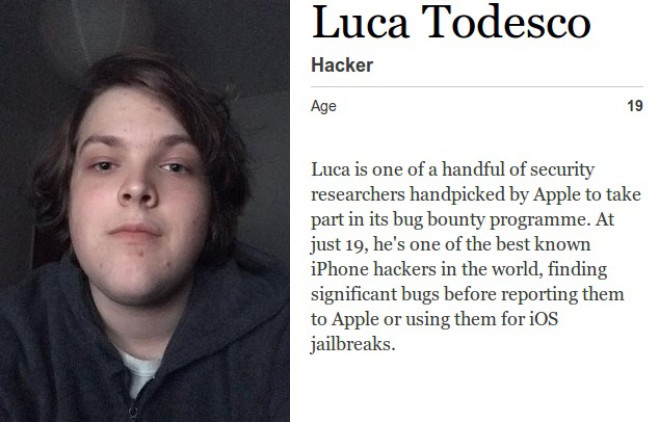  Luca Todesco cũng thuộc nhóm hacker mũ trắng mà Apple mời tham dự chương trình 