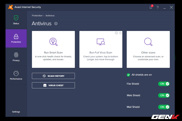  Lựa chọn quét virus sẽ cung cấp cho người dùng 3 lựa chọn quét khá cơ bản. Phần này có vẻ AVG Antivirus Free 2017 “chơi sang” hơn so với Avast Internet Security 2017 phải không nào? 