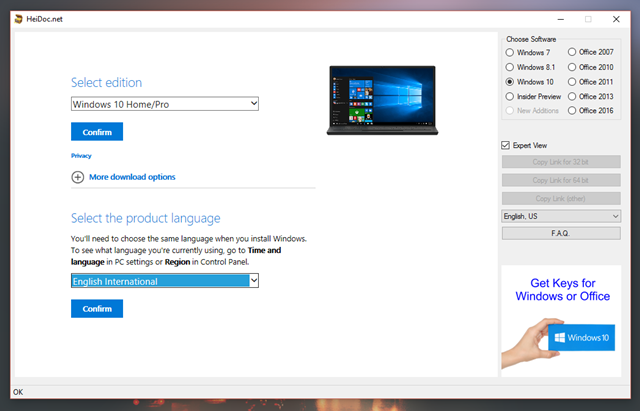  Tiếp tục chọn ngôn ngữ cho phiên bản Windows 10 mình muốn và nhấn “Confirm”. 
