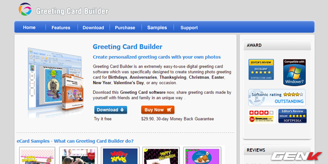  Greeting Card Builder hiện được cung cấp với giá gần 30USD cho phí bản quyền sử dụng suốt đời, tuy nhiên bạn có thể tải về dùng thử trước khi quyết định bỏ tiền ra. Chi tiết và tải về bạn đọc có thể tham khảo tại đây. 