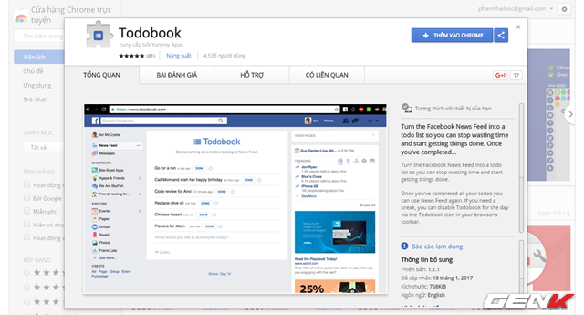  Khởi động trình duyệt Google Chrome và truy cập vào địa chỉ này để cài đặt tiện ích mở rộng Todobook. 