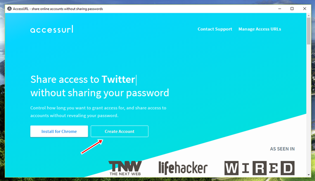  Trước tiên, bạn hãy truy cập vào trang web của AccessURL và nhấp vào lựa chọn “Create Account” để tạo cho mình một tài khoản để sử dụng công cụ này. 