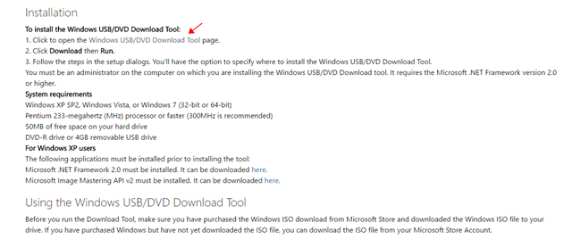  Truy cập vào địa chỉ này để tải về Windows USB/DVD Download Tool. 