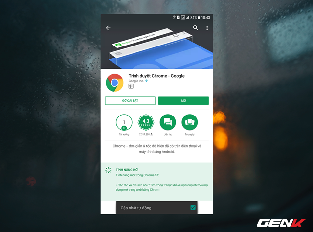  Đảm bảo rằng ứng dụng trình duyệt Chrome của bạn trên smartphone đang ở phiên bản mới nhất. 