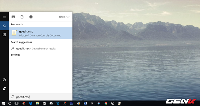  Nhập từ khóa tìm kiếm “gpedit.msc” vào Cortana và nhấn vào kết quả tương ứng. 