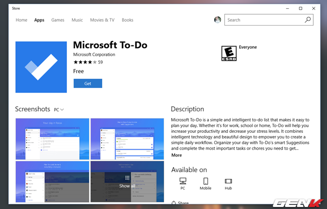  Microsoft To-Do được phát hành miễn phí trên Store. Bạn đọc có thể tải về tại liên kết này. 