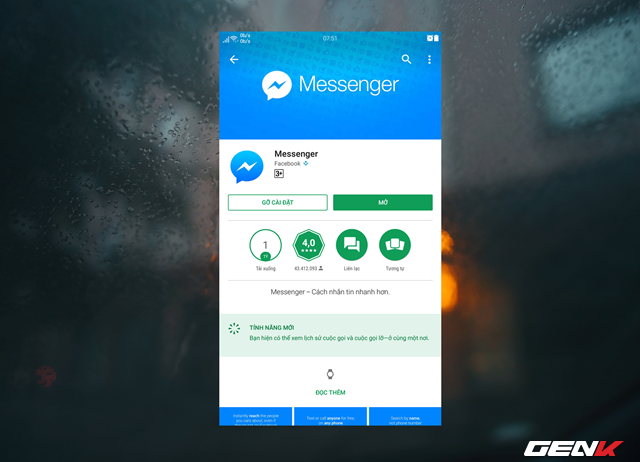  Tiến hành cập nhật ứng dụng Facebook Messenger trên chiếc smartphone của bạn lên phiên bản mới nhất. 
