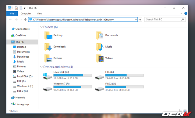  Khởi động File Explorer và dán đường dẫn “C:\Windows\SystemApps\Microsoft.Windows.FileExplorer_cw5n1h2txyewy” vào thanh địa chỉ, sau đó nhấn phím ENTER để truy cập. 