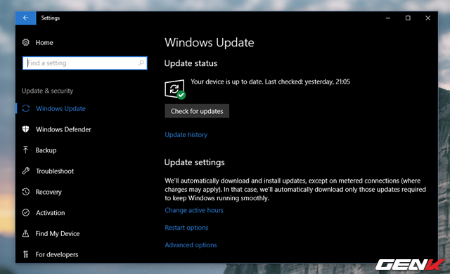  Bật Windows Update và chắc chắn rằng Windows 10 mà bạn đang sử dụng đã cài đặt đầy đủ các gói cập nhật từ Microsoft. 