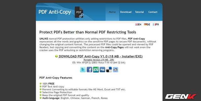  PDF Anti-copy là phần mềm miễn phí dành cho Windows, bạn đọc có thể tải về tại đây. 