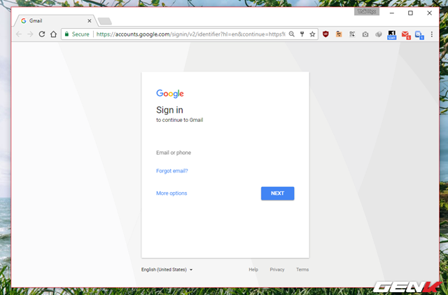  Mở một tab Google Chrome và truy cập vào trang web Gmail. Sau đó đăng nhập vào dịch vụ bằng tài khoản mà bạn đã đăng ký. 