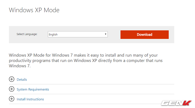  Trước tiên, hãy truy cập vào địa chỉ này, chọn ngôn ngữ cho phiên bản Windows XP bạn cần sử dụng và nhấn “Download”. 