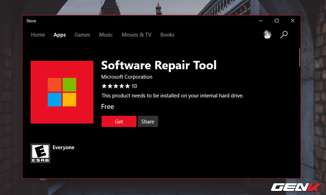  Truy cập vào đường dẫn này để tải về Software Repair Tool hoặc mở ứng dụng Store và tìm ứng dụng qua tên của nó. 