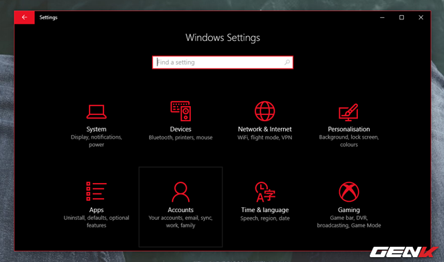  Sử dụng tài khoản Microsoft cho Windows 10, sau đó mở Settings và nhấp vào Accounts. 