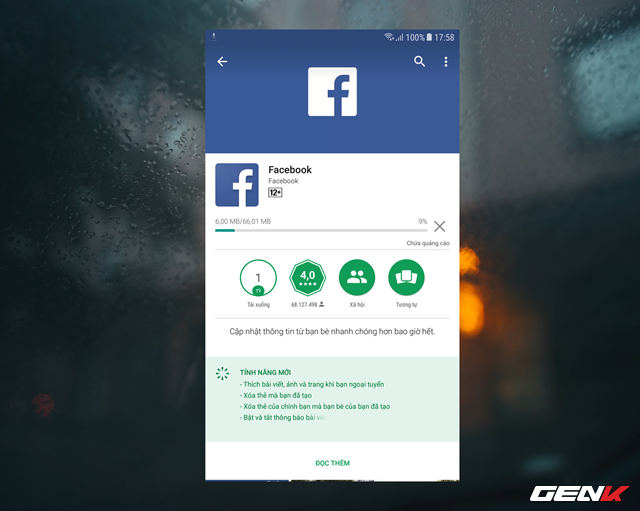  Tiến hành cập nhật ứng dụng Facebook trên chiếc smartphone của bạn lên phiên bản mới nhất. 