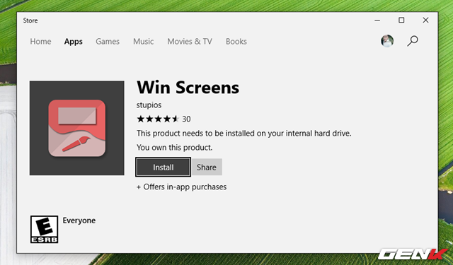  Ứng dụng gợi ý trong bài viết này là Win Screens, được phát hành miễn phí cho Windows 10 Mobile và Windows 10. Người dùng có thể tải về thông qua địa chỉ này. 
