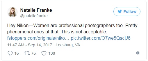  Này Nikon! Phụ nữ cũng là những nhiếp ảnh gia tài năng mà, thậm chí còn xuất sắc ấy! Chiến dịch của mấy người đúng là không thể chấp nhận được. 