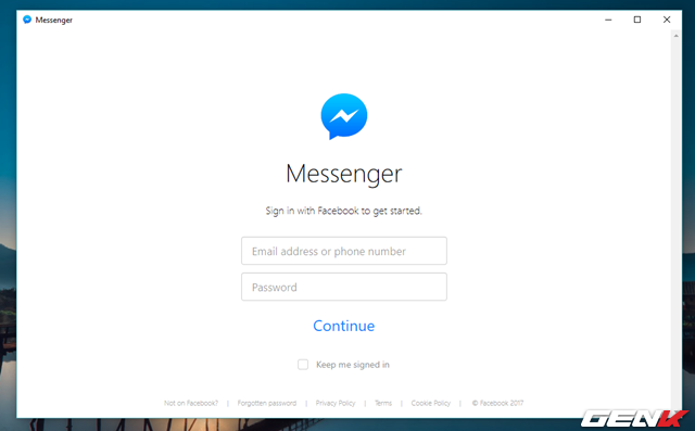  Mở một tab trình duyệt web mới và truy cập vào trang Facebook Messenger nền web tại địa chỉ “messenger.com”. Tiến hành đăng nhập bằng tài khoản Facebook của bạn. 