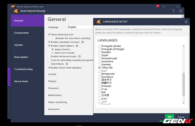  Một trong các ưu điểm làm cho các sản phẩm Avast luôn được người dùng Việt Nam yêu thích là nó hỗ trợ hoàn toàn tiếng Việt một cách đầy đủ. 