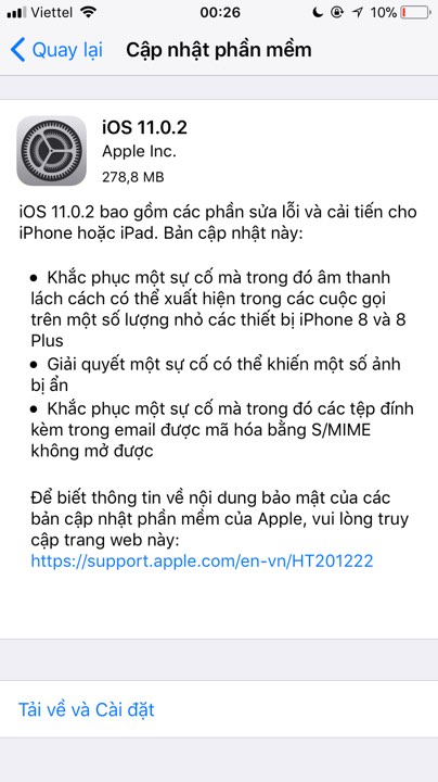  Bản cập nhật iOS 11.0.2 vừa được Apple tung ra 
