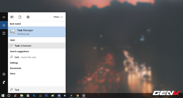 Nhập từ khóa “task” vào Cortana và nhấp vào kết quả “Task Scheduler”. 