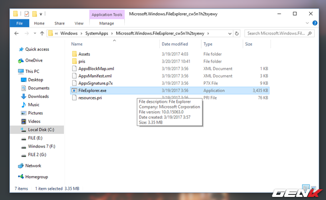  Khi đó, File Explorer sẽ truy cập vào thư mục “Microsoft.Windows.FileExplorer_cw5n1h2txyewy”, và danh sách các tập tin cùng thư mục ở đây sẽ xuất hiện trước mắt bạn. 
