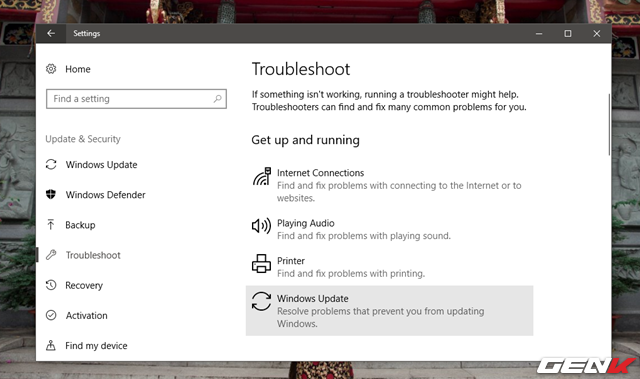  Bước 2: Nhấp chọn nhóm Troubleshoot và nhấp vào tùy chọn Windows Update. 