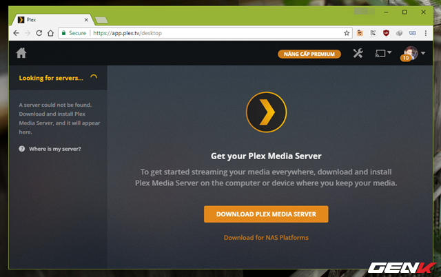  Bước 2: Hoàn tất đăng ký tài khoản, hãy tìm và tải về Plex Media Server. 