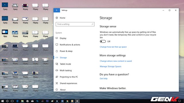  Ngoài ra, Windows 10 Creators còn mang đến một tính năng khá thú vị khác đó là Storage Sense. Nói đơn giản thì khi kích hoạt, Storage Sense sẽ phân tích ổ đĩa của bạn, chỉ ra có bao nhiêu phần trăm đĩa đã sử dụng, hay không gian sử dụng gồm những loại tệp nào, rồi gợi ý cách xác định vị trí và dọn những tệp đó. Với hệ thống gồm nhiều ổ đĩa, Storage Sense sẽ hiển thị chi tiết cho từng ổ bao gồm cả ổ USB. Thỉnh thoảng mở Storage Sense lên và theo dõi ổ đĩa sẽ giúp bạn kiểm soát được các tệp tin của mình. Bạn có thể dễ dàng xoá tệp tin tạm thời, những ứng dụng nào, trò chơi nào đang chếm nhiều bộ nhớ. Thậm chí, nó còn cho bạn biết những tệp tin không hoạt động (hibernation files) và tệp khôi phục hệ thống lớn thế nào. 