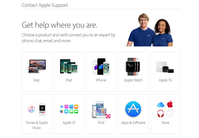  Trang hỗ trợ của Apple sẽ tự tải lại. Khi đã tải xong, bạn hãy nhấp chọn nhóm thiết bị mà bạn muốn kiểm tra (theo chủ đề bài viết thì ta sẽ chọn “iPhone”). 