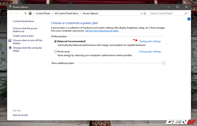  Nhấn tiếp vào tùy chọn “Change plan settings”. 