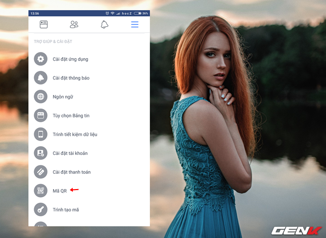  Bước 3: Đảm bảo rằng ứng dụng Facebook trên thiết bị smartphone của bạn là bản mới nhất, sau đó khởi động ứng dụng và truy cập vào tùy chọn “Mã QR” ở menu TRỢ GIÚP & CÀI ĐẶT. 