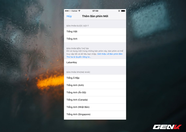  Cụ thể, bạn hãy truy cập vào Cài đặt -> Cài đặt chung -> Bàn phím -> Thêm bàn phím Mới… và nhấp vào lựa chọn “LabanKey” trong nhóm BÀN PHÍM BÊN THỨ BA. 