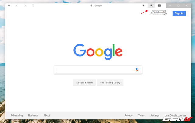  Google được thiết lập làm trình tìm kiếm mặc định của Colibri Browser. Do đó, khi cần tìm kiếm gì đó, bạn chỉ việc nhấp vào biểu tượng hình chiếc kính lúp là trình duyệt sẽ tự động truy cập vào trang tìm kiếm Google. 