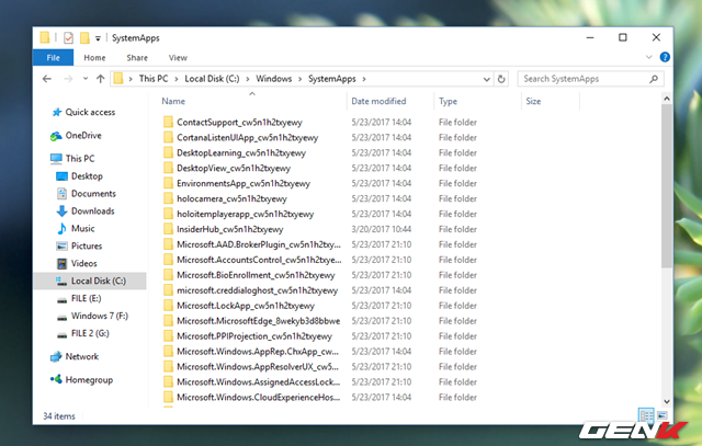  Truy cập vào “C:\Windows\SystemApps” bằng File Explorer. 
